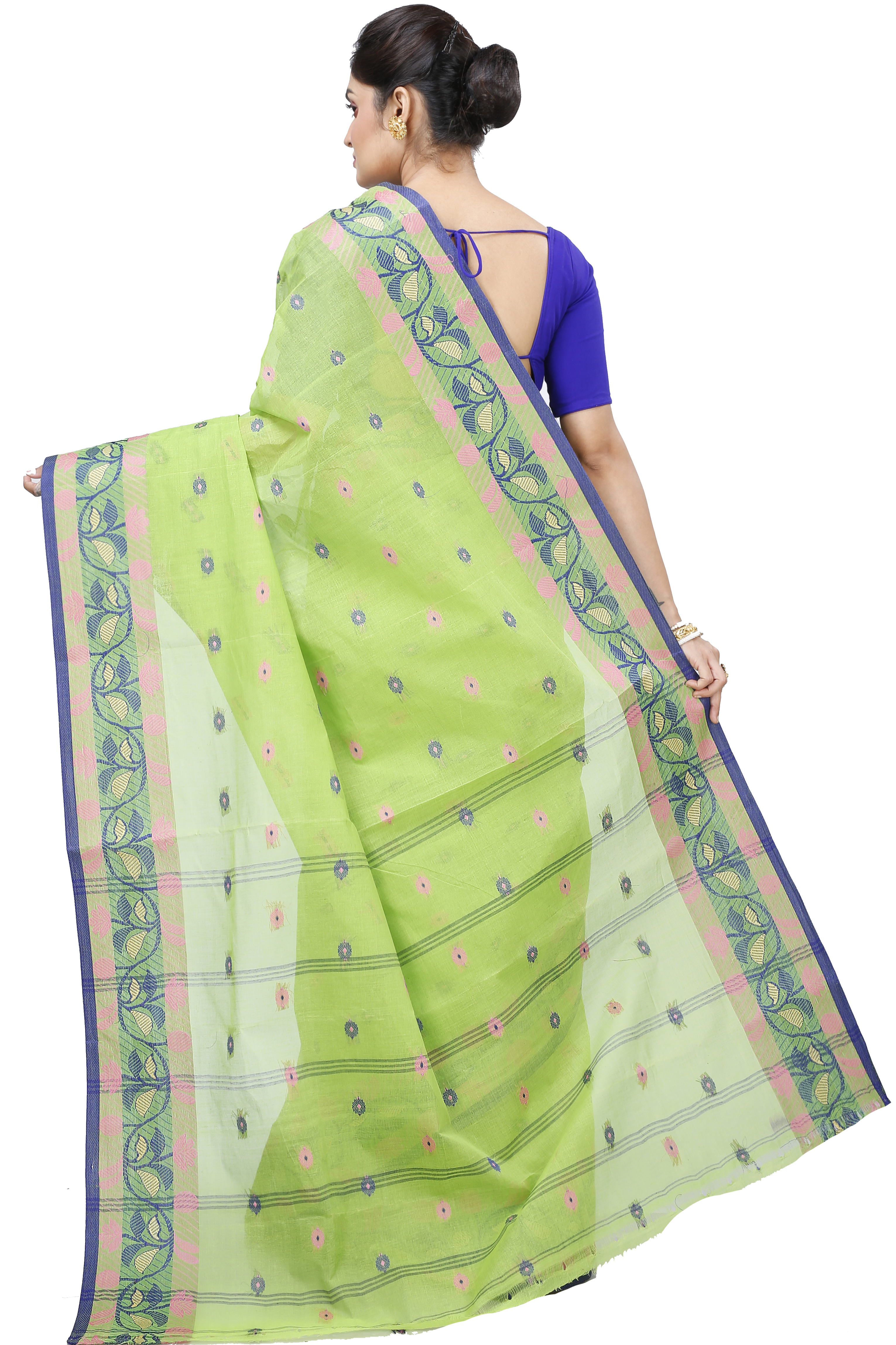 Olive Green Pure Cotton Govindi Tant Saree (938)
